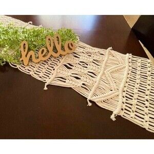 Dining Table Runner 86x13 Long Macrame Handwoven Bohemian Wedding Party